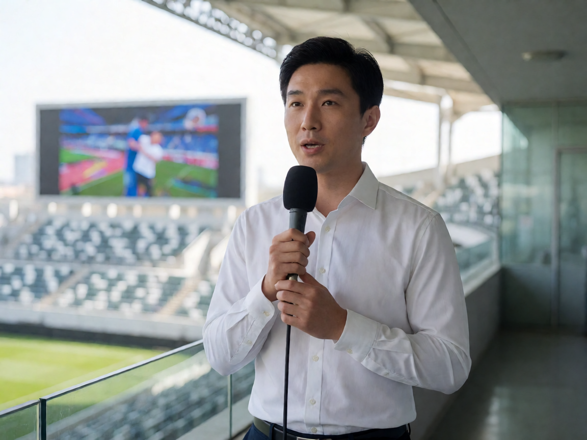 体育新闻记者现场报道比赛相关新闻采访